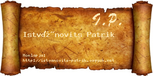 Istvánovits Patrik névjegykártya